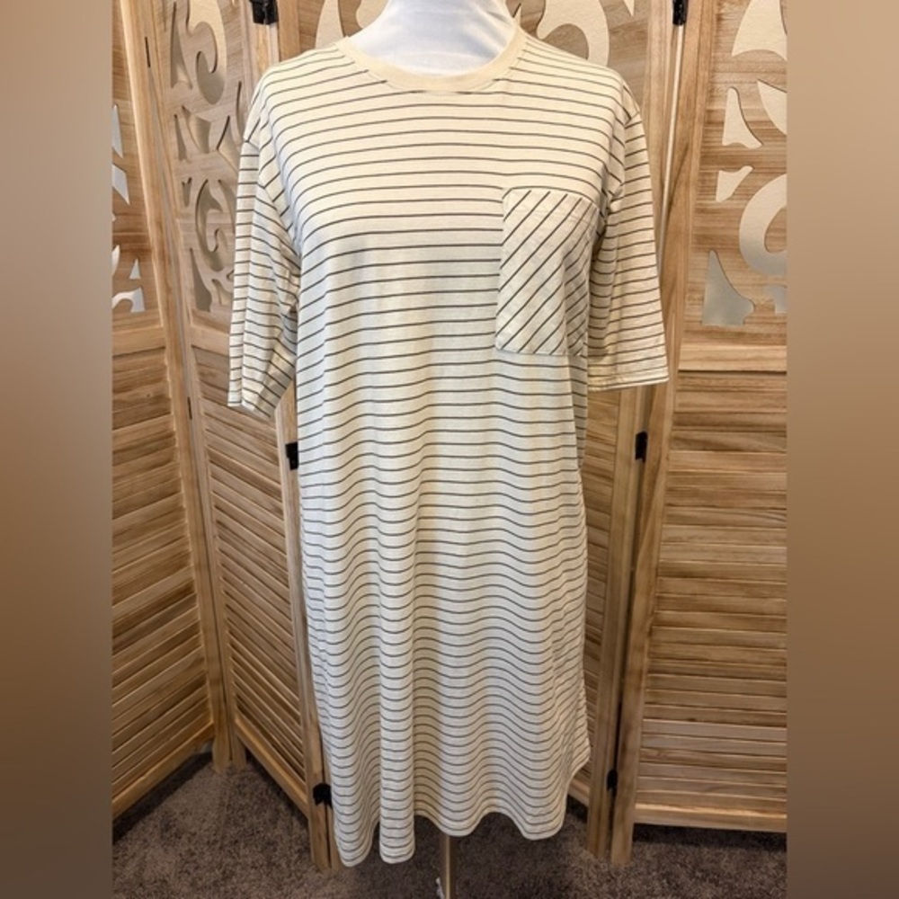 ATM Anthony Thomas Melillo Striped Pocket Front T-Shirt Dress Size Small